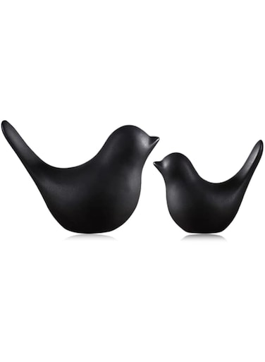 DIYOMR Metallic Shiny Ceramic Bird Crafts Art Statue, Small Figurines Decor for Office/Home Desktop Bedside Table Windowsill Bonsai Decor Photography Props (Black 2Pcs)