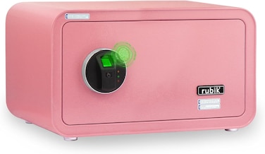 Wide Safe Box with Fingerprint Lock, A4 Document Size Biometric Safety Deposit Box for Money Documents Home Office RB23QCF (23x43x35cm) Flamingo Pink