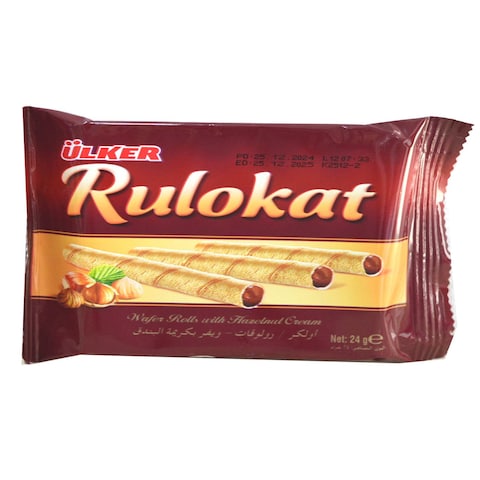 Ulker Rulokat Hazelnut Cream Wafer Rolls, 24g