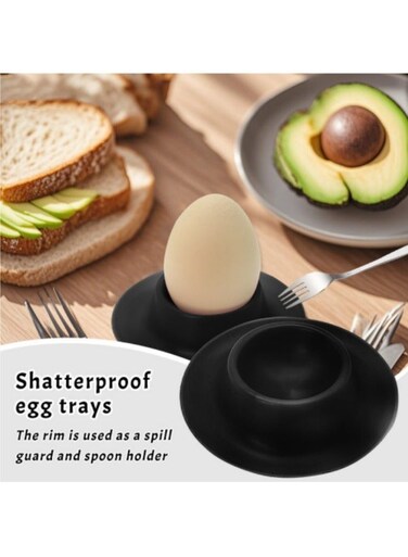 Pack Egg Cup Holder, ABS Shatterproof Egg Holder Egg Cup, Suitable For Home Restaurant, Kitchen Utensils (Black)