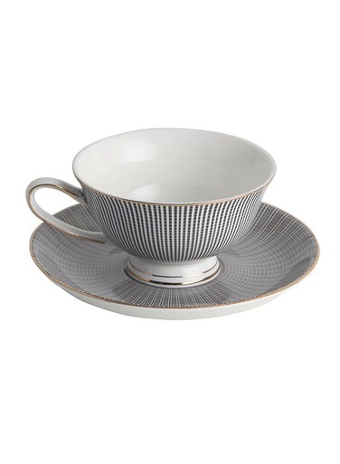 Coffee Cup &amp; Saucer Grey 15.3x15.3x2cm