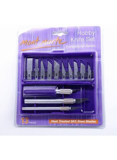 Mont Marte Hobby Knife Set (13 Pieces, Silver)