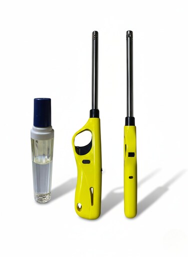 Flame Gas Kitchen Lighter with Refill Bottle &amp; Child Lock, Windproof BBQ Candle Grill Lighter