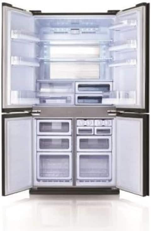 Sharp Olive French Door Inverter Series 724 Liters Refrigerator SJ-FS87V-BK3 with Plasmacluster, Black