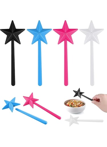 ELECDON Magical Pentagram Salt and Pepper Shakers, 4-Pack, Colorful Magic Wand Salt Dispensers for Kitchen and Dining