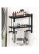 AMERTEER 2 Tier Shower Caddy   Adhesive Bathroom Organizer with Towel Bar   No Drilling, Large Capacity, Rustproof Shower Shelf for Inside Shower   Bathroom &amp; Kitchen Storage (Black)