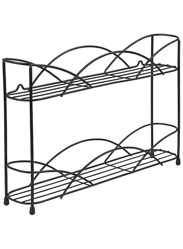 Spectrum Diversified Countertop Rack Cabinet Pantry Organization &amp; Storage, 2-Tier Spice Organizer with Optional Wall Mount, Black