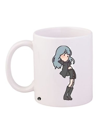 Cartoon Girl Printed Coffee Mug White/Black/Beige