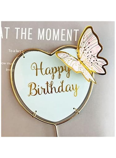 BrainGiggles Acrylic Heart Shape Happy Birthday Cake Topper