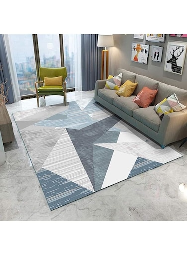 Sylbf Modern Style Rugs Blue gray abstract geometric 8MM thickness Home Accessories in Soft Touch Living bedroom Room Rug 200x300CM (Size : 120x160CM)