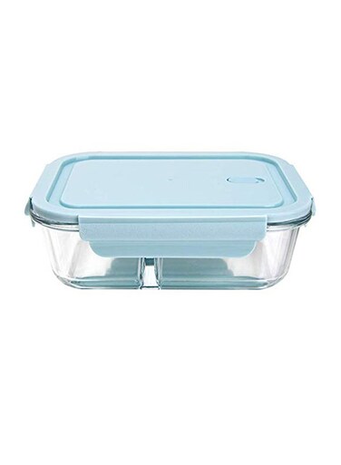 Two Compartment Lunch Box Blue/Clear 21x16x6centimeter