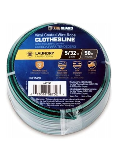 Mibro Tru-Guard Diamond Braided Cotton Clothesline Rope, 3.9 mm x 50 Feet Size