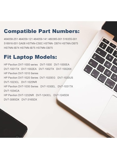 Laptop-Batterie FOR HP Pavilion DV7-1000 DV7-1010 DV7-1020 DV7-1030 DV7-1040 DV7-1050 HDX18 HDX18T-1000 HDX18-1020 X18-1000 X18-1100 X18-1300 DV8-1000 464058-251 480385-001 516355-001 GA08