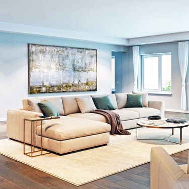 Karnak Vimle 4 Seater L-Shape Polyester Sofa - Beige