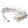 Karnak Soderhamn 7 Seater Sectional Leather/Polyester Sofa - Light Grey