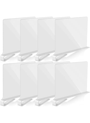 BPA&reg; Acrylic Shelf Dividers for Closet Wood Shelf Organizer Multi-Functional for Storage