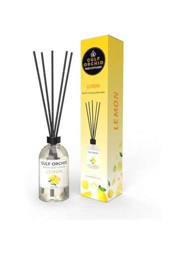 Gulf Orchid Lemon Reed Diffuser Aromatherapy Air Freshener Fragrance - Perfect for Home, Livingroom, Bedroom, Toilet, Closet &amp; Office - 110 ml