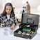 Rubik X-Large Cash Box with Combination Lock Money Tray Coin Slot Tray Steel Register For Business, Durable Portable Security Lockable Money Box Safe for Cash Storage (Black)