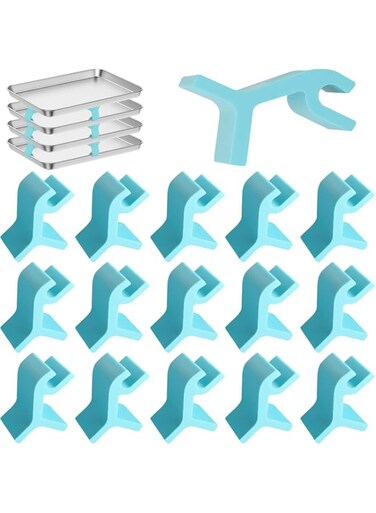 16PCS Baking Sheet Stackers, Reusable Trays Stacking Holder, Space-Saving Trays Stacking Holder, Multipurpose Baking Tray Stackers Suitable, for Home Kitchen(blue)