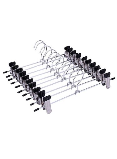 12 Inch Metal Trouser Hangers,With Adjustable Non-Slip Clips Hangers 10-Pieces