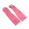 LocknLock Pink Rubber Gloves (XL) 42cm - Non-Slip Grip, Comfortable Fit, Ideal for Household Cleaning