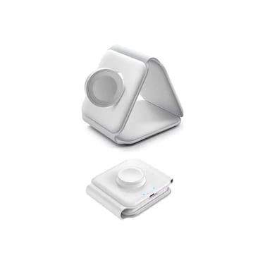 3-in-1 Wireless Charger, Foldable Magnetic Pad, 18W Fast Charge Station for Travel &ndash; White