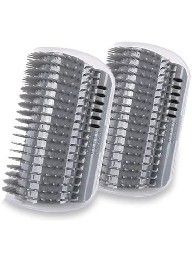 Masroo 2 Pack Softer Cat Corner Self Groomer with Catnip Wall Corner Massage Comb Corner Scratcher Pet Grooming Brush Comb Grooming Wall Brush Self Massage Tool for Long &amp; Short Fur Kitten Cats Dogs