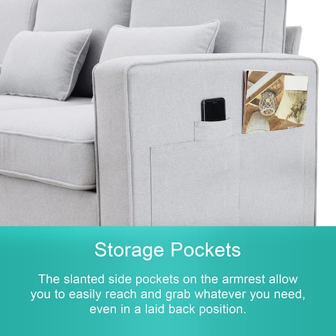 Karnak Sealand 4 Seater Polyester Sofa - Light Grey