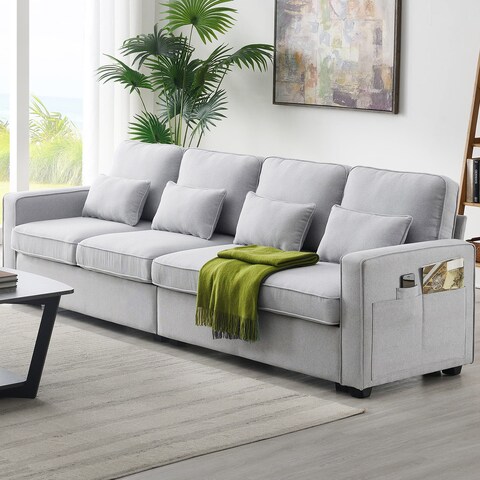 Karnak Sealand 4 Seater Polyester Sofa - Light Grey