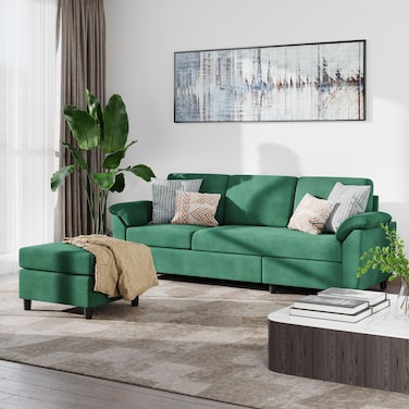 Karnak Montana 3-Seater L-Shape Polyester Sofa - Green
