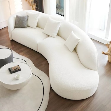 Karnak European Berber Fleece 4 Seater Brushed wool Sofa - White