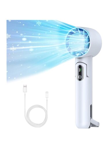 0TO1 TECH 0TO1 Handheld Fan, Small Portable Cooling Desktop Fan, USB Charging, 5-Speed Cooling Speed Low Noise, Digital Power Display, Suitable for Hiking, Traveling, Camping, Etc. (White), WL XFS 01