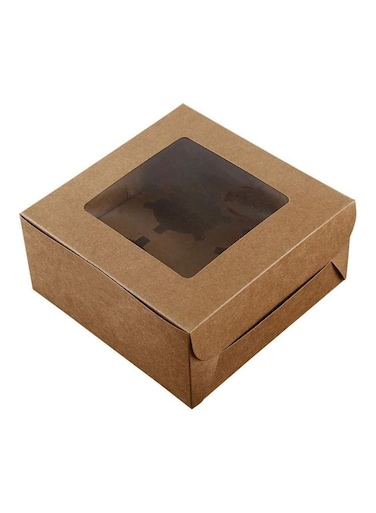 10-Piece 4-Cavity Paper Cupcake Box Set Brown/Clear