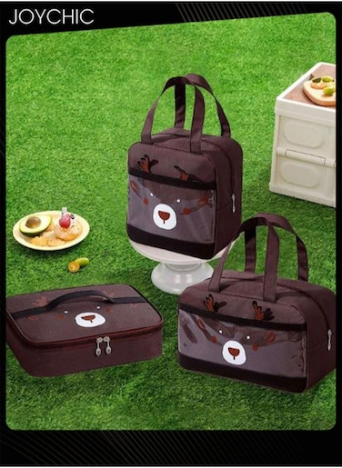 3-Piece Oxford Multifunction Food Insulation Bag Warm and Fresh Keeping Reusable Lunch Bag for School Office Outdoor Picnic