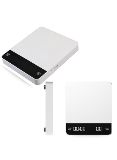 Mini Coffee Scale with Timer &acirc;&euro;&ldquo; 3kg/0.1g High Precision Espresso Scale for Pour Over &amp; Drip Coffee, Portable Digital Kitchen Scale with Automatic Timer, Barista Brewing Scale (White)