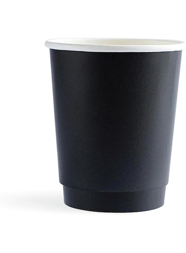 Bony Packaging Heavy Duty Double Wall Paper Cups 50-Pack, 8 oz Capacity, Black