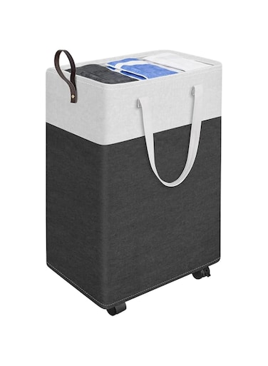 Exrp Rolling Large Laundry Hamper Large Collapsible Basket on Wheels, Waterproof Clothes Hamper, Narrow Corner Clothes Bins with Handles for Bathroom, Bedroom &amp; Dorm