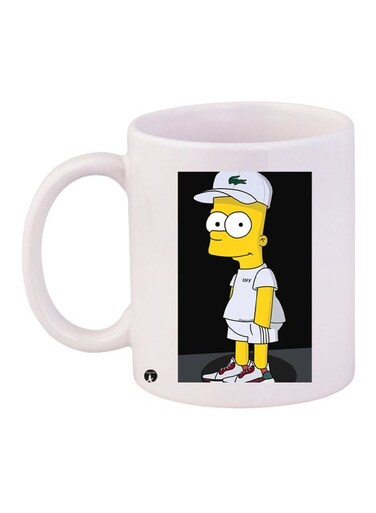 Cartoon Printed Coffee Mug White/Black/Yellow