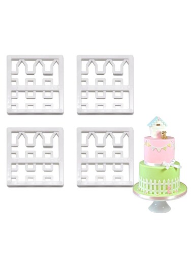 seven Versatile Plastic Fence Fondant Cutters Set for Creative Baking   Cake &amp; Cookie Molds for Home &amp; Coffee Shop   Easy Fondant Cake Cutting   4 Pcs