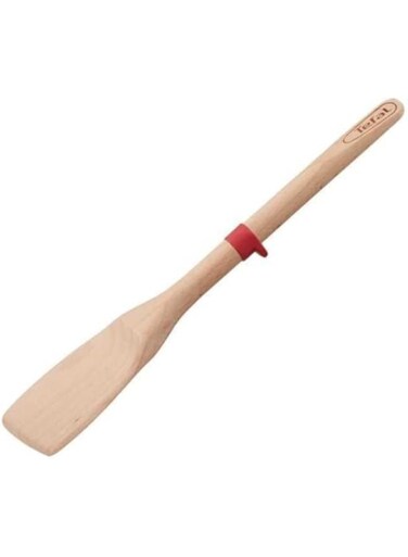 Tefal Ingenio Wood Angle Spatula, Turner, Kitchen Utensil, Wood With Silicone Non-Slip Ring, Brown, K2300814