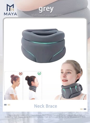 Neck Brace, Cervicorrect Neck Brace, Neck Brace Cervical Collar Support Neck for Sleeping, Soft Foam Neck Support Relieves Pain &amp; Pressure in Spine for Women and Men