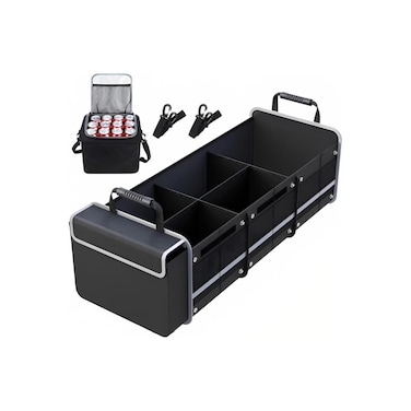 Waterproof Trunk Organizer with Insulated Cooler Bag &amp; Foldable Cover