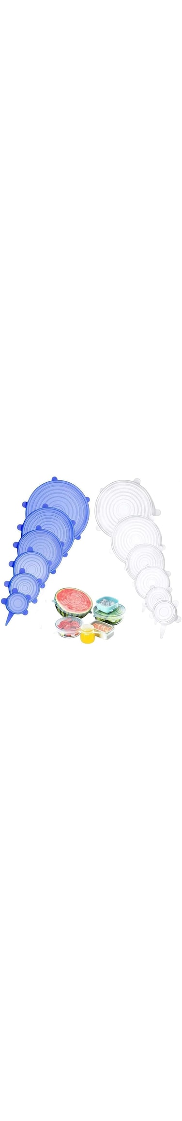 O Ozone Silicone Stretch Lids 6 in 1 Reusable Strong Sealing Silicone Bowl Covers for Kitchen, Food Bowl Covers for Food Storage, Microwave, Oven &amp; Dishwasher Safe Cut Vegetables and Fruits -Clear