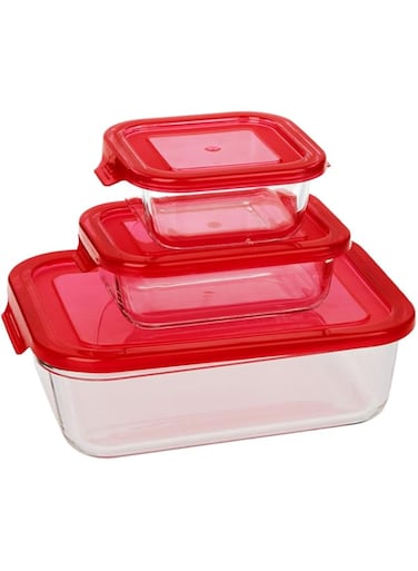 Taliona Boro Rectangular Food Container Set - Red