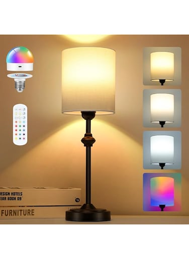 Tobeape Rechargeable LED Cordless Table Lamp, 2500 mAh Portable Bedside Lamp with 15 Color Temps, Nightstand Desk Lamp with Remote &amp; Timer, for Restaurant Bedroom Study Living Room Office Coffee Shop