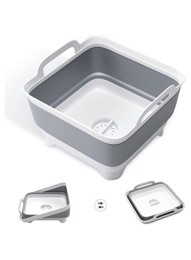 MostNow Dishpan For Washing Dishes,9L Collapsible Dish Tub Portable Sink,Wash Dish Basin,Foldable Laundry Tub,Washing Basin with Drain Plug,Dishpan for Kitchen Sink,Camping Dish Washing Tub