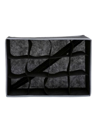 12-Grid Sock Organizer Black 32x24.5x10cm