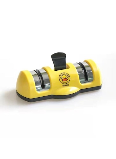 Knife Scissors Sharpener,Straight &amp; Serrated Knives Sharpening Tool Hands-Free Safety PowerGrip Suction Sharpens All Kitchen Knives(Yellow)