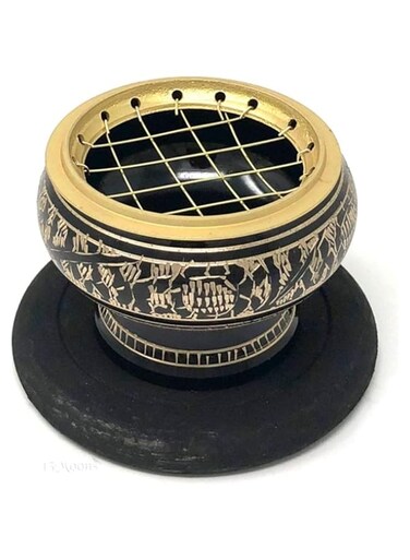 Billion Deals Large Brass Screen Charcoal Incense Burner 2 Inches Tall Home Decor Gift Spiritual Meditation