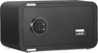 Safe Box with Digital Keypad and Key Lock, Fire Resistant Hotel Size Locker for A4 Documents Laptop MacBook Tablets Camera Cash Home Office RB23QC11 (23x43x35cm Black)